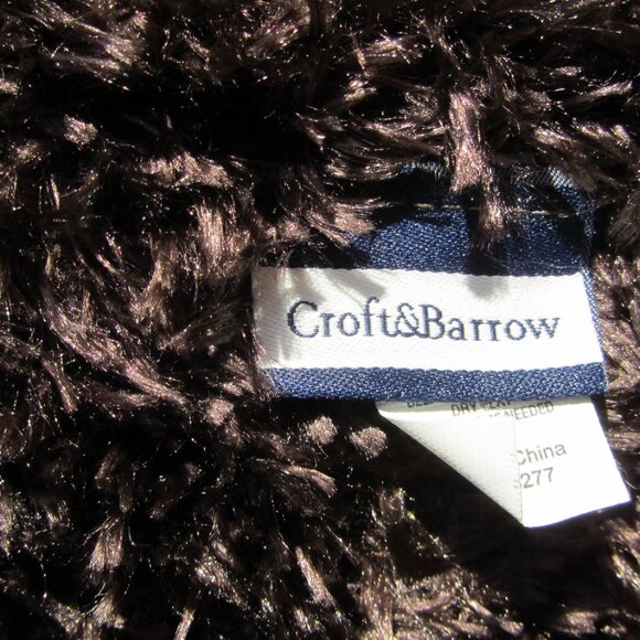 Dark Brown Y2K Early 2000's Style Chenille Scarf by Croft & Barrow - Picture 2 of 2